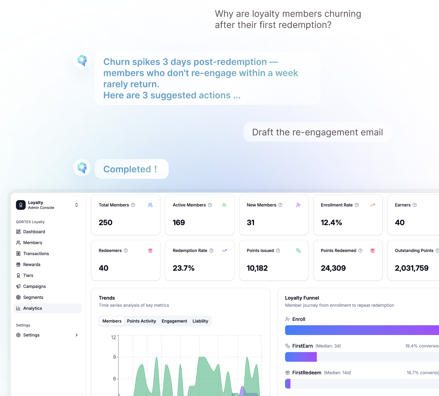 QORTEX admin dashboard
